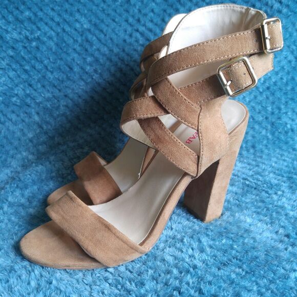 Just Fab Women's Wedges Heels Size 6 Beige Sandals Shoes - Picture 1 of 10